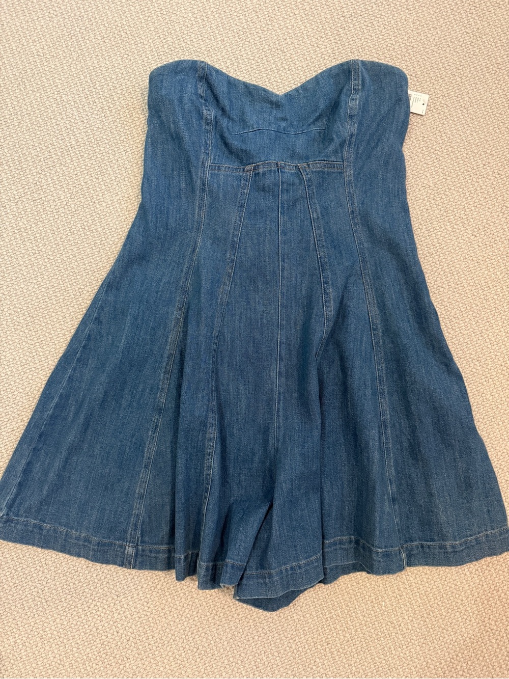 Strapless Denim Fit-and-Flare Romper